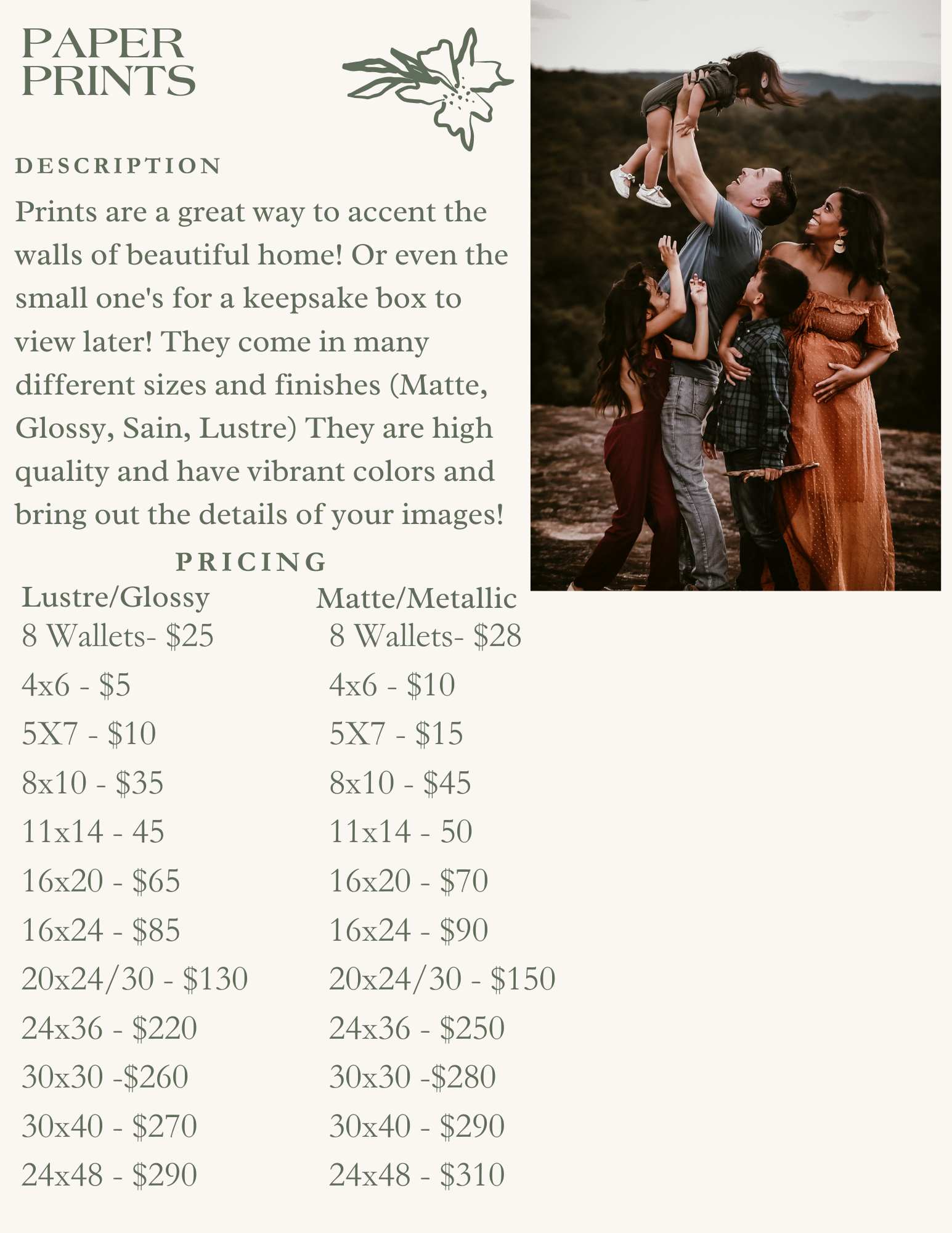Beige Photo Collage Price List Flyer